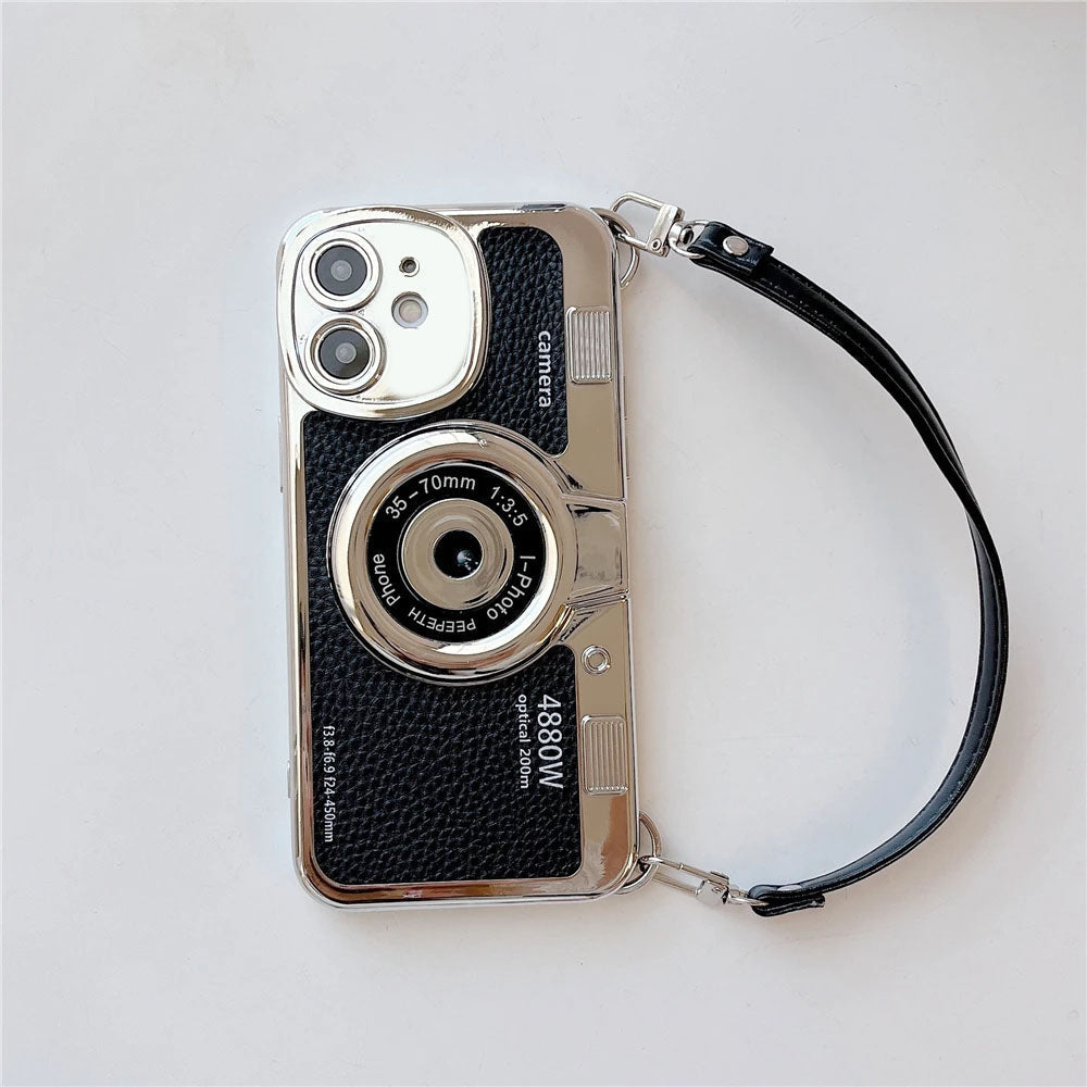 LuxuryKase LK106 3D Japan Korean Leather Pattern Protective Case With Hand Strap Case Cover for iPhone