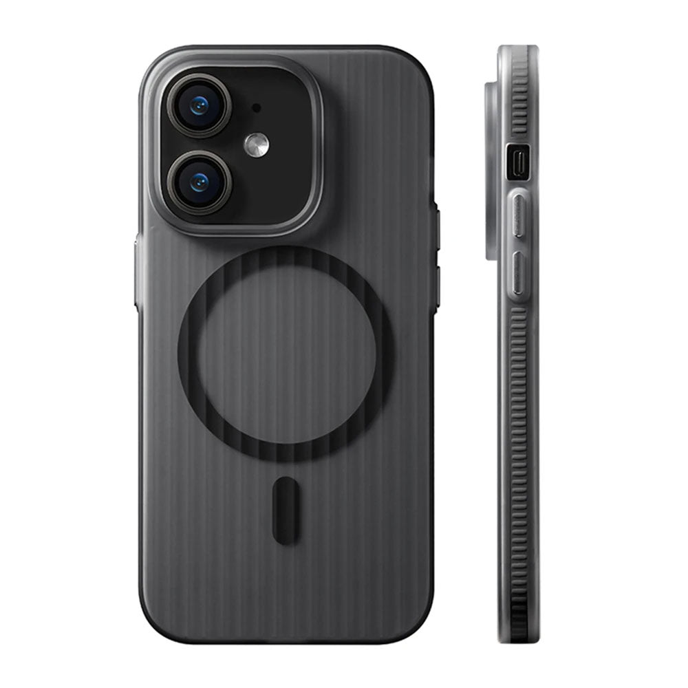 LuxuryKase LK115 Corrugated Pattern Non-slip Hard Bumper Mag-safe Magnetic Wireless Charge Matte Case For iPhone 12 13 14 15 Plus Pro Max