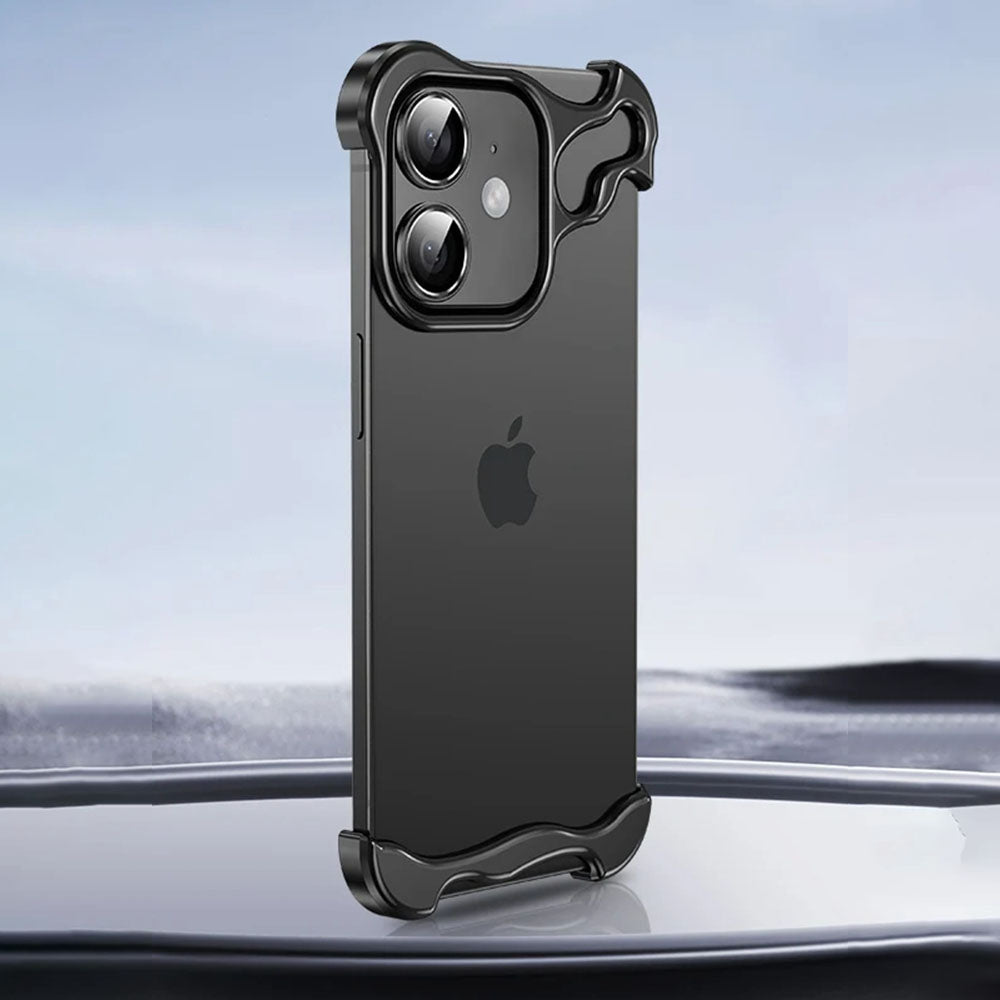 LuxuryKase LK114 Alien Titanium Alloy Corner Pads Bumper Upper And Bottom With Metal Lens Film Protection For iPhone 11 12 13 14 15 Plus Pro Max