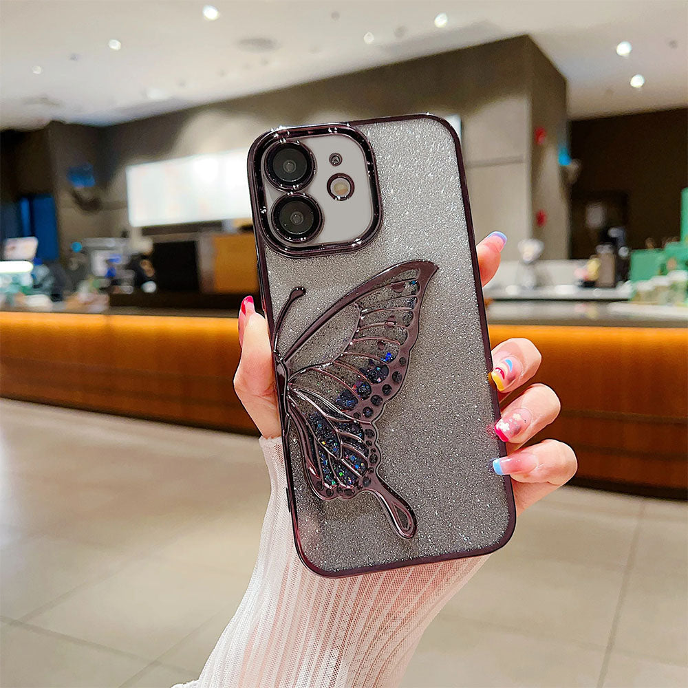 LuxuryKase LK099 Glitter Candy Electroplated Butterfly Lens Protection Case Cover For iPhone