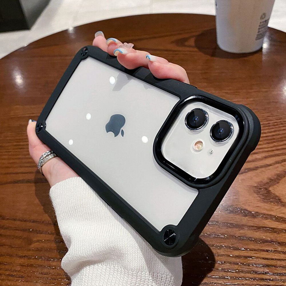 Luxurykase Clear Acrylic Metal Button Hard Case For Iphone