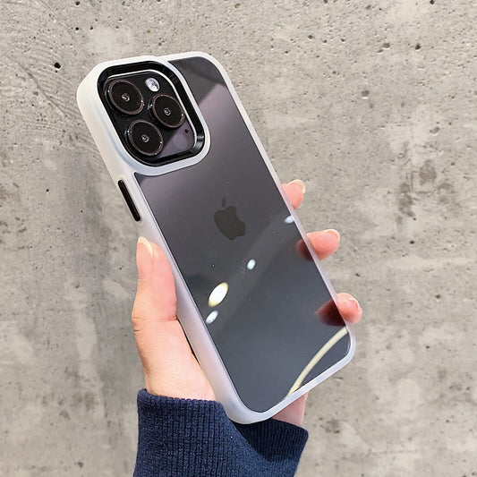 Luxurykase Clear Matte Bumper Shockproof Case With Metal Camera Protection For Iphone