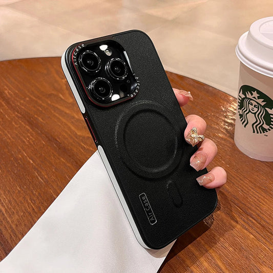 LuxuryKase LK116 Matte Leather Magnetic Mag-Safe Wireless Charging Shockproof Case For iPhone