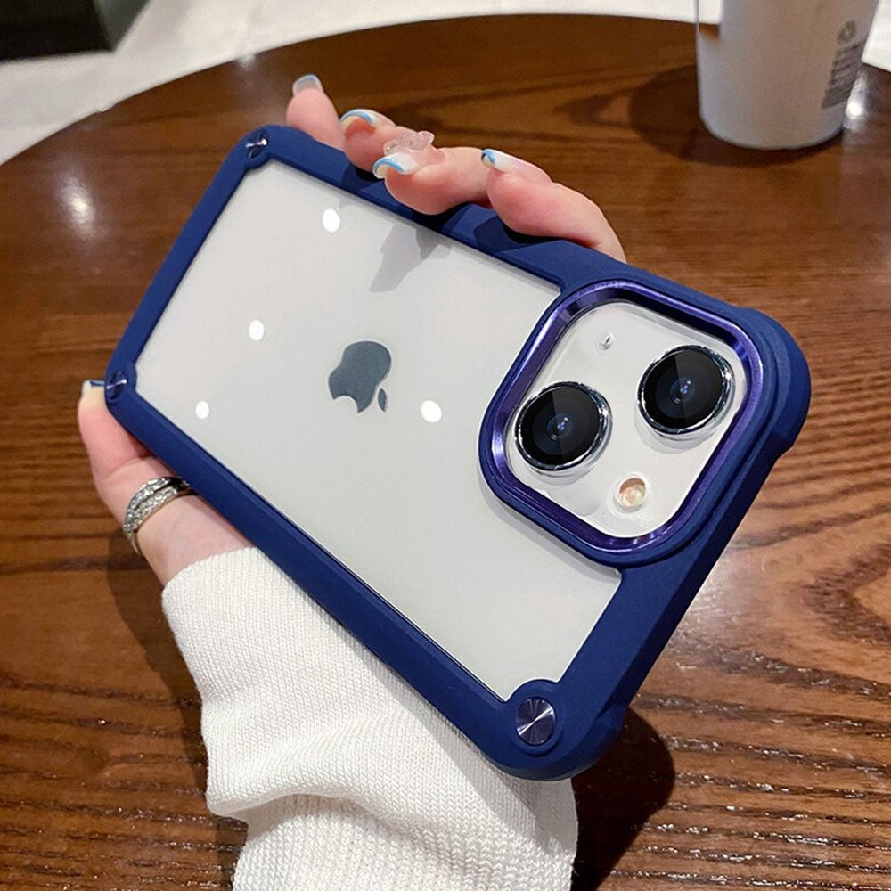 Luxurykase Clear Acrylic Metal Button Hard Case For Iphone
