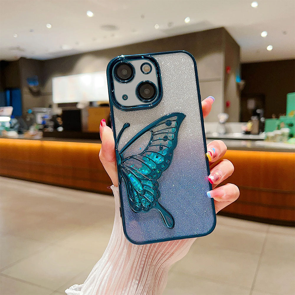 LuxuryKase LK099 Glitter Candy Electroplated Butterfly Lens Protection Case Cover For iPhone