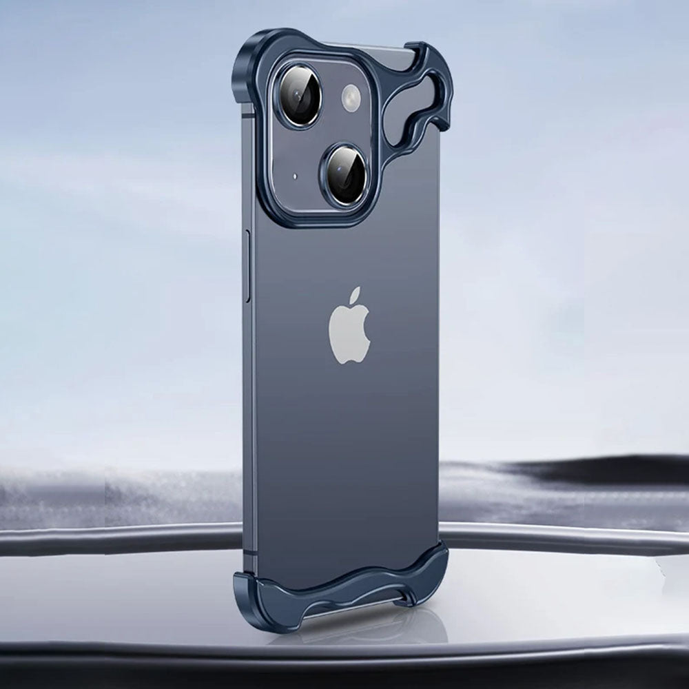 LuxuryKase LK114 Alien Titanium Alloy Corner Pads Bumper Upper And Bottom With Metal Lens Film Protection For iPhone 11 12 13 14 15 Plus Pro Max