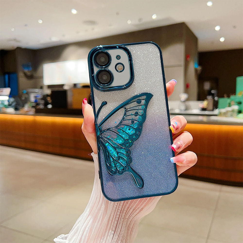 LuxuryKase LK099 Glitter Candy Electroplated Butterfly Lens Protection Case Cover For iPhone