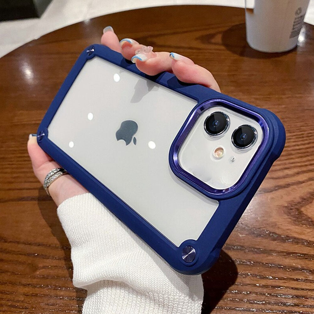 Luxurykase Clear Acrylic Metal Button Hard Case For Iphone