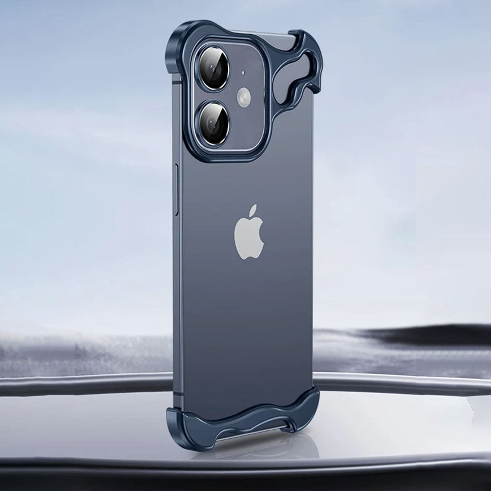 LuxuryKase LK114 Alien Titanium Alloy Corner Pads Bumper Upper And Bottom With Metal Lens Film Protection For iPhone 11 12 13 14 15 Plus Pro Max