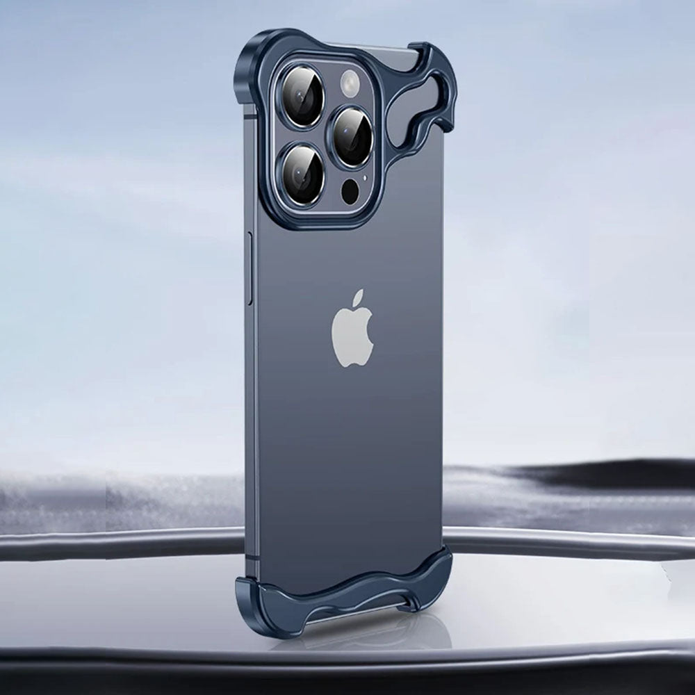 LuxuryKase LK114 Alien Titanium Alloy Corner Pads Bumper Upper And Bottom With Metal Lens Film Protection For iPhone 11 12 13 14 15 Plus Pro Max