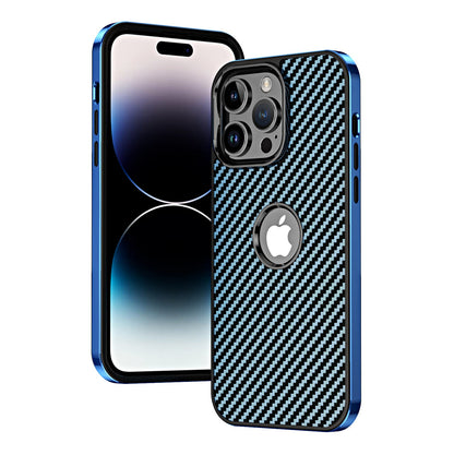 LuxuryKase Carbon Fiber Electroplated Shockproof Hybrid Hard Case for iPhone