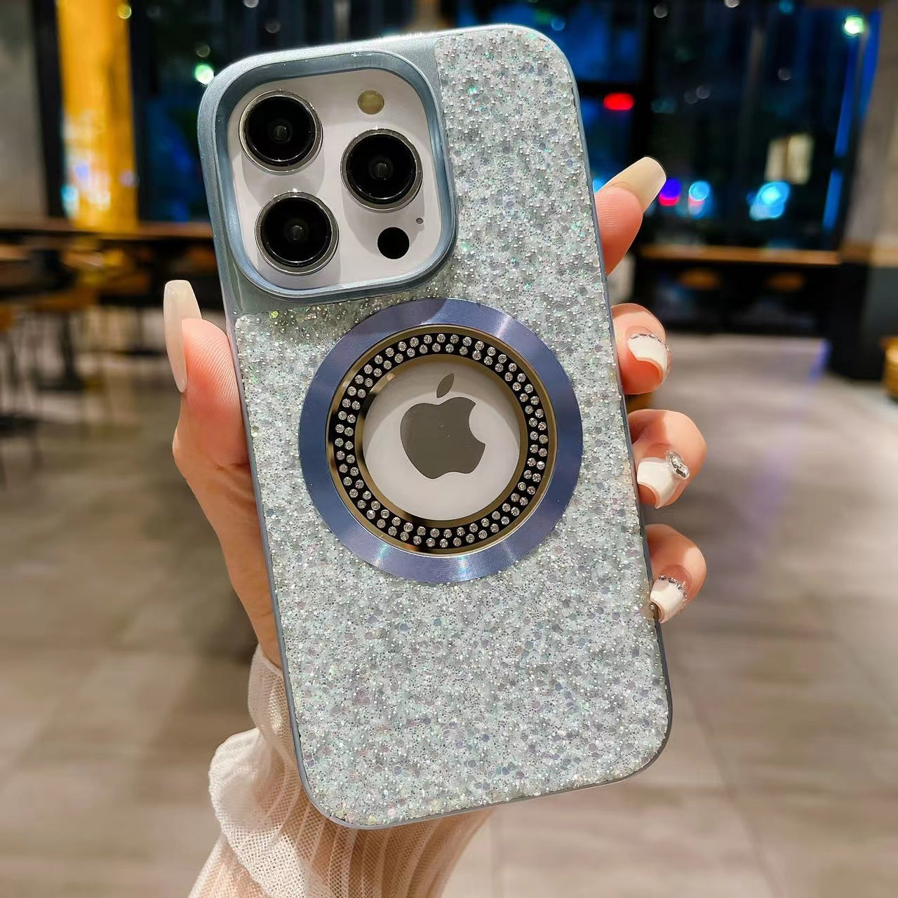 LuxuryKase LK083 Sparkling Powder Mag-Safe Wireless Charging Case for iPhone