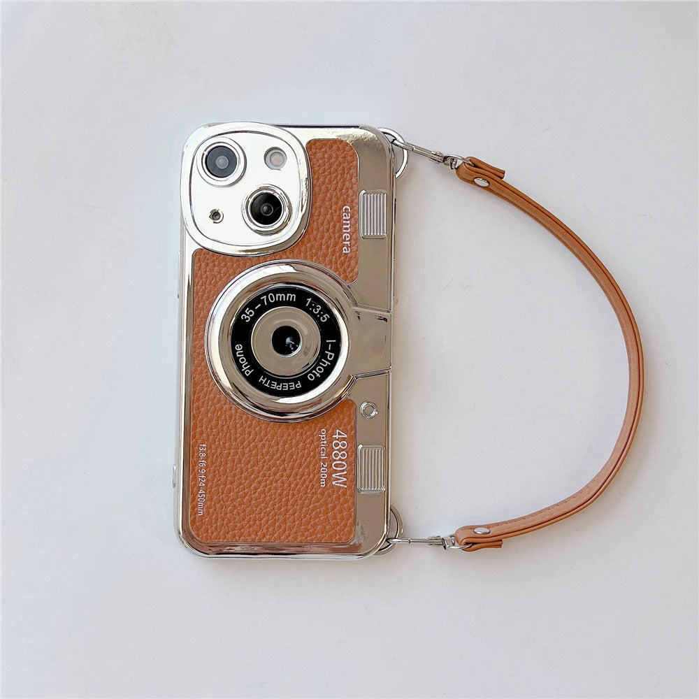 LuxuryKase LK106 3D Japan Korean Leather Pattern Protective Case With Hand Strap Case Cover for iPhone