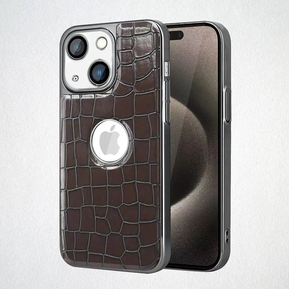 LuxuryKase LK104 Crocodile Grain Leather Camera Lens Protective Case for iPhone