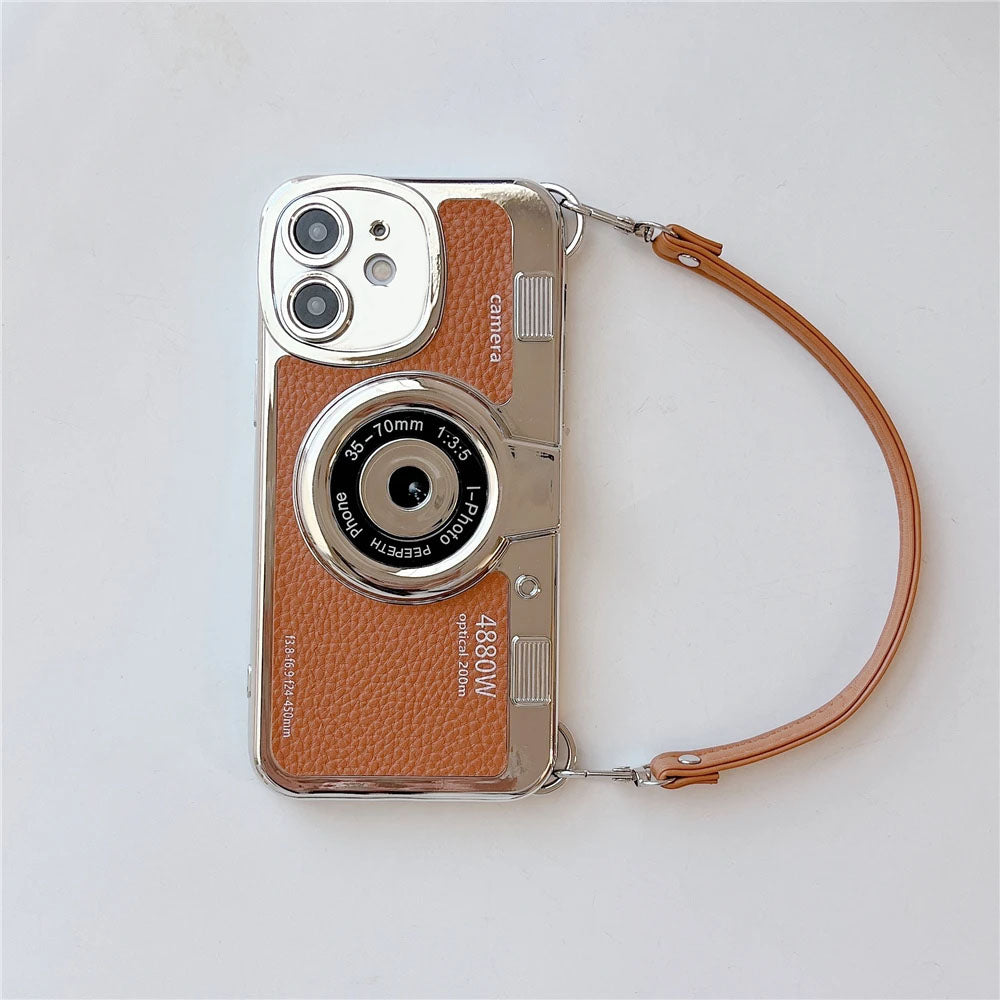 LuxuryKase LK106 3D Japan Korean Leather Pattern Protective Case With Hand Strap Case Cover for iPhone
