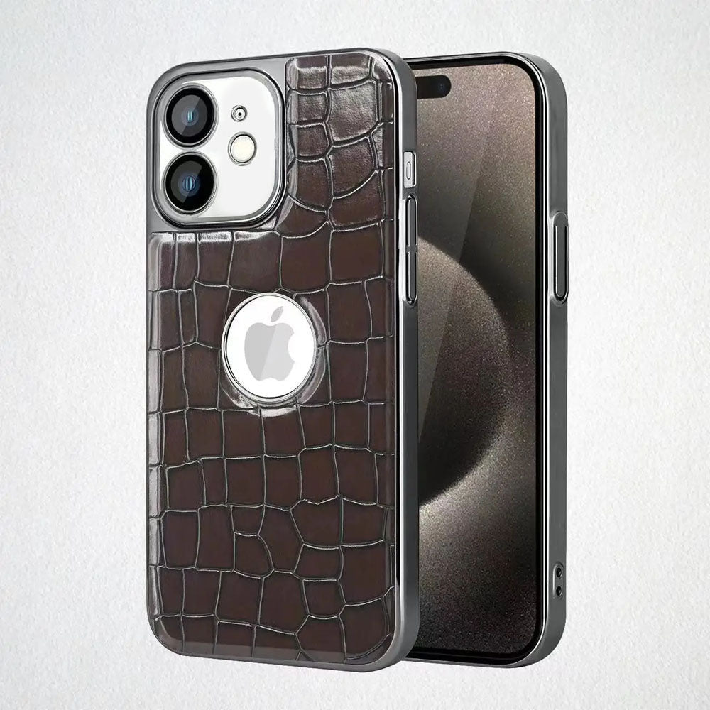 LuxuryKase LK104 Crocodile Grain Leather Camera Lens Protective Case for iPhone