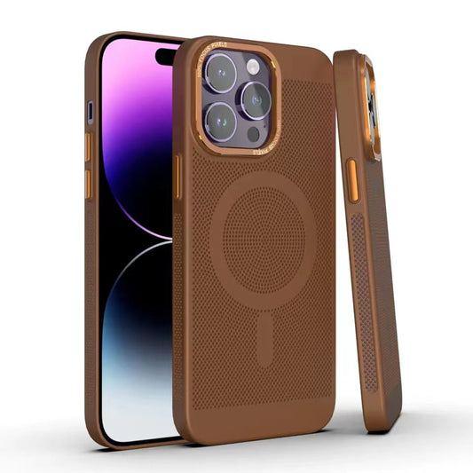 LuxuryKase LuxuryKase Ultra Slim Full Coverage Heat Sink Case with Honeycomb Mesh Effective Heat Dissipation Compatible Mag-Safe For Iphone