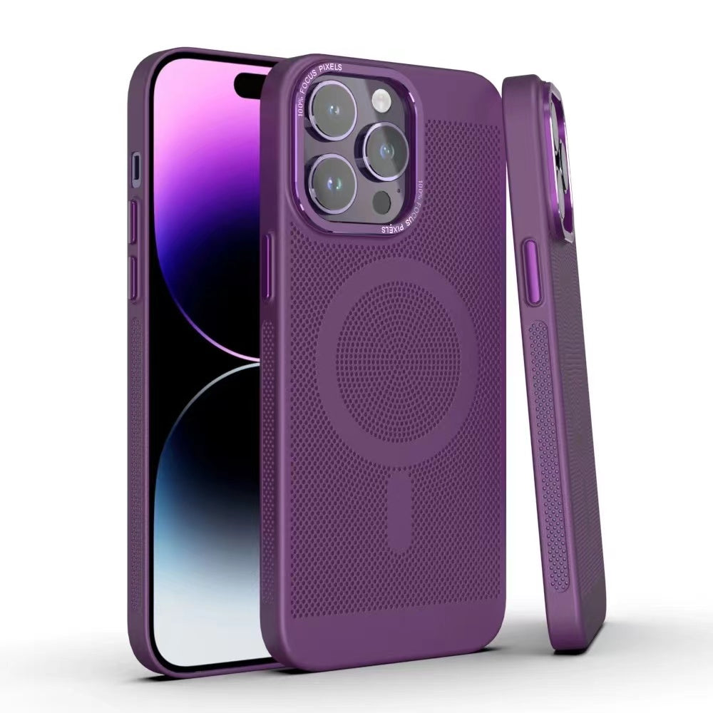 LuxuryKase LuxuryKase Ultra Slim Full Coverage Heat Sink Case with Honeycomb Mesh Effective Heat Dissipation Compatible Mag-Safe For Iphone