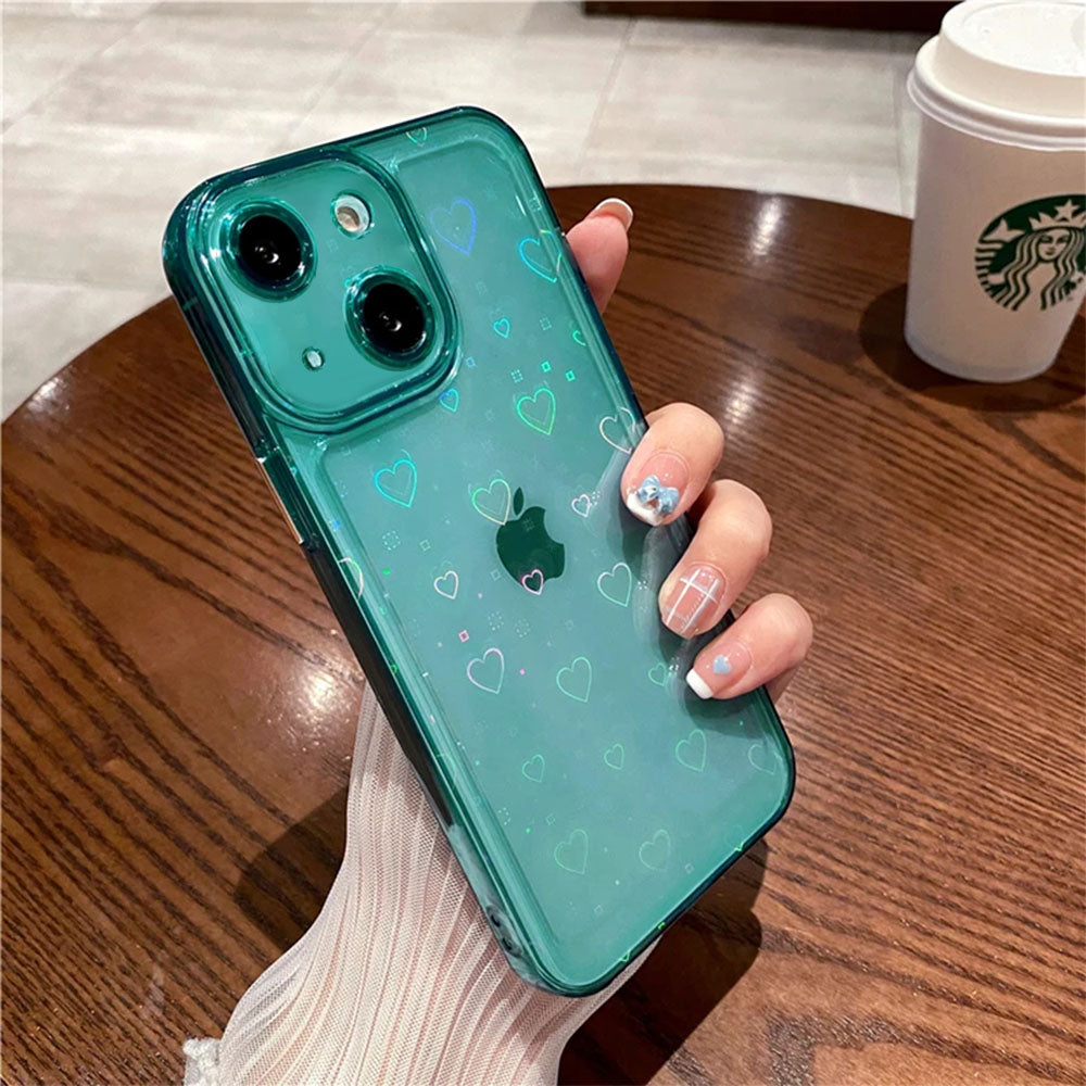 LuxuryKase LK121 3D Laser Glitter Love Heart Transparent Case For iPhone