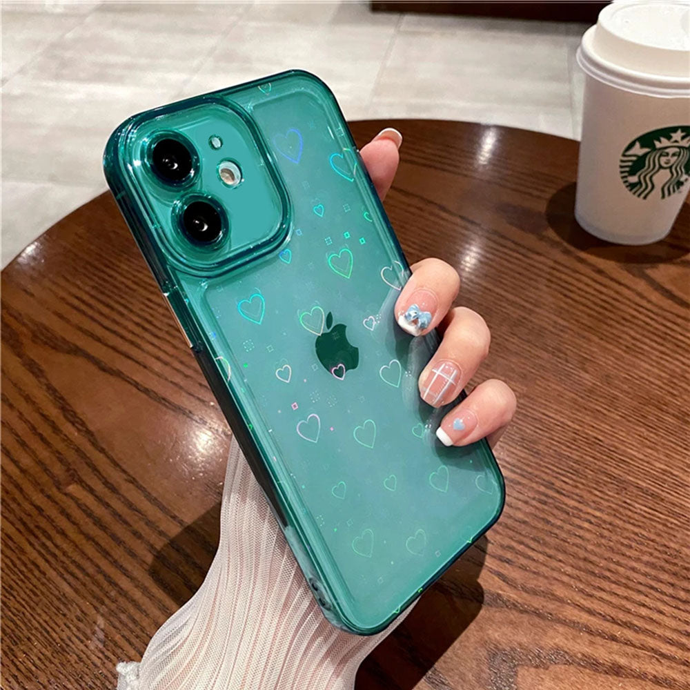 LuxuryKase LK121 3D Laser Glitter Love Heart Transparent Case For iPhone