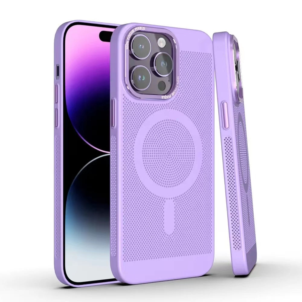 LuxuryKase LuxuryKase Ultra Slim Full Coverage Heat Sink Case with Honeycomb Mesh Effective Heat Dissipation Compatible Mag-Safe For Iphone