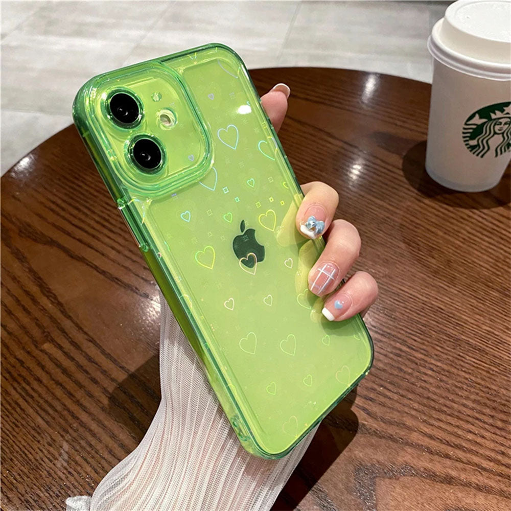 LuxuryKase LK121 3D Laser Glitter Love Heart Transparent Case For iPhone