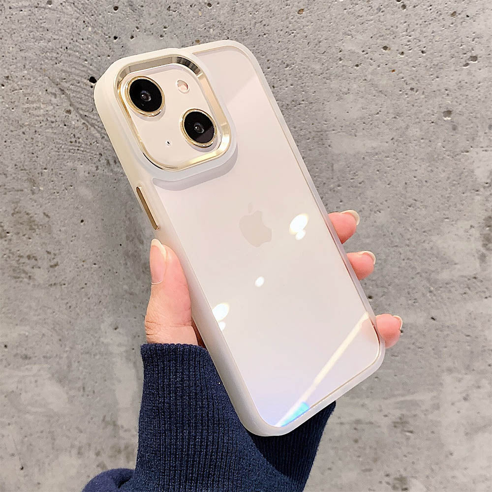 Luxurykase Clear Matte Bumper Shockproof Case With Metal Camera Protection For Iphone