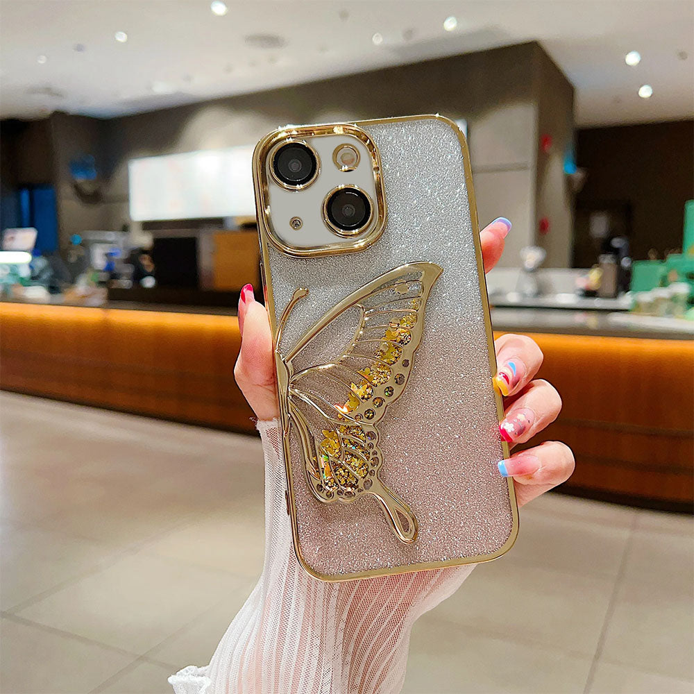 LuxuryKase LK099 Glitter Candy Electroplated Butterfly Lens Protection Case Cover For iPhone