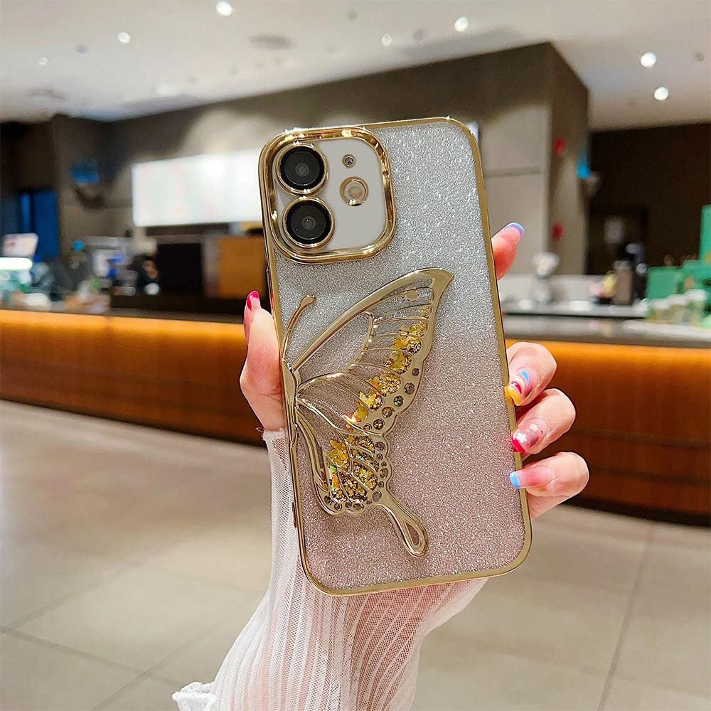 LuxuryKase LK099 Glitter Candy Electroplated Butterfly Lens Protection Case Cover For iPhone
