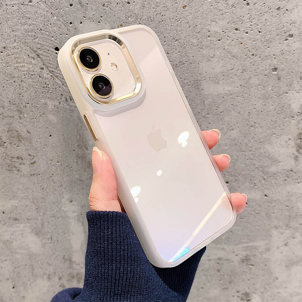 Luxurykase Clear Matte Bumper Shockproof Case With Metal Camera Protection For Iphone
