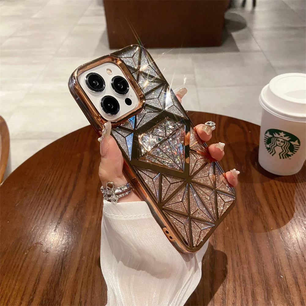 LuxuryKase LK069 Flash Diamond Plating Frame Case Cover for iPhone