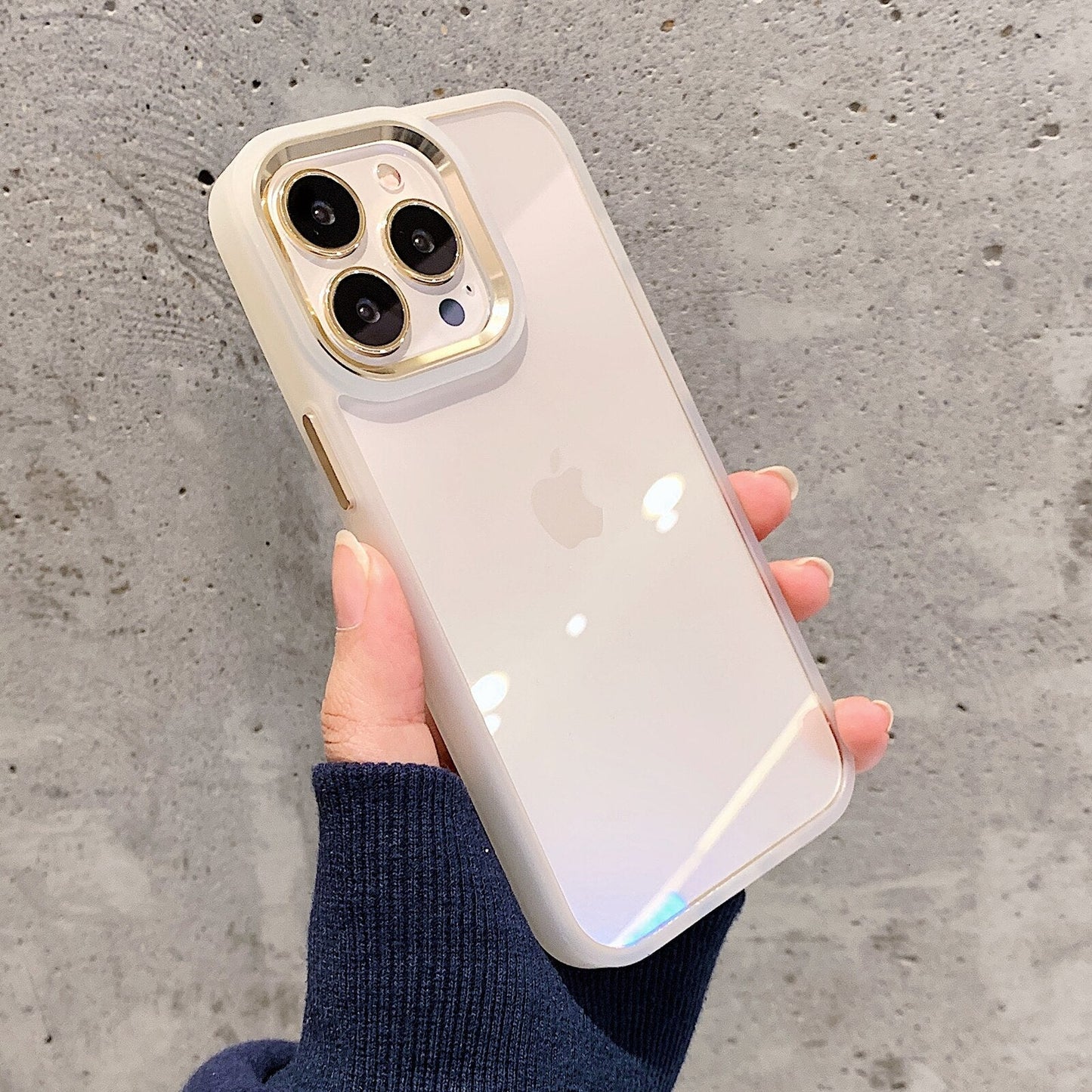 Luxurykase Clear Matte Bumper Shockproof Case With Metal Camera Protection For Iphone