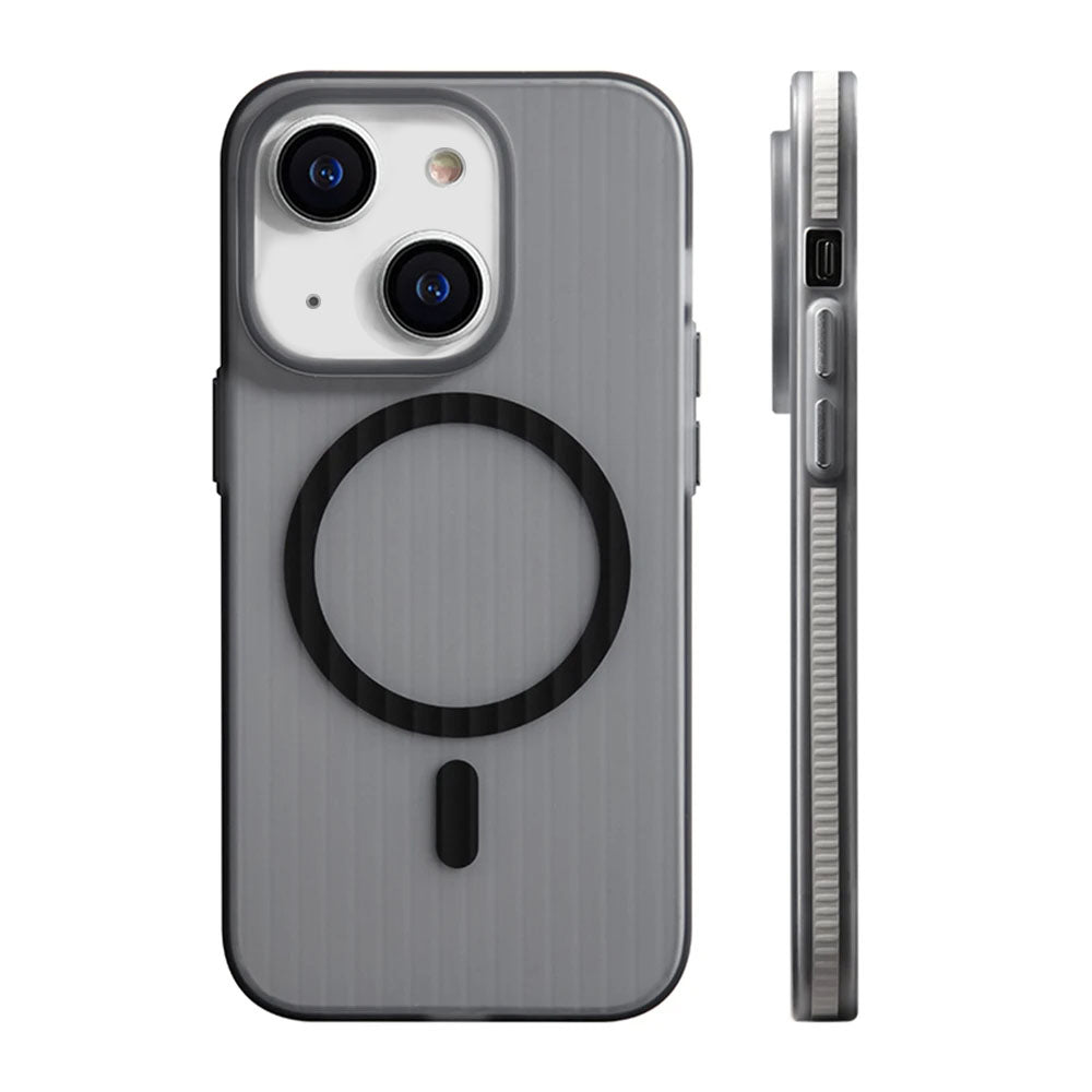 LuxuryKase LK115 Corrugated Pattern Non-slip Hard Bumper Mag-safe Magnetic Wireless Charge Matte Case For iPhone 12 13 14 15 Plus Pro Max