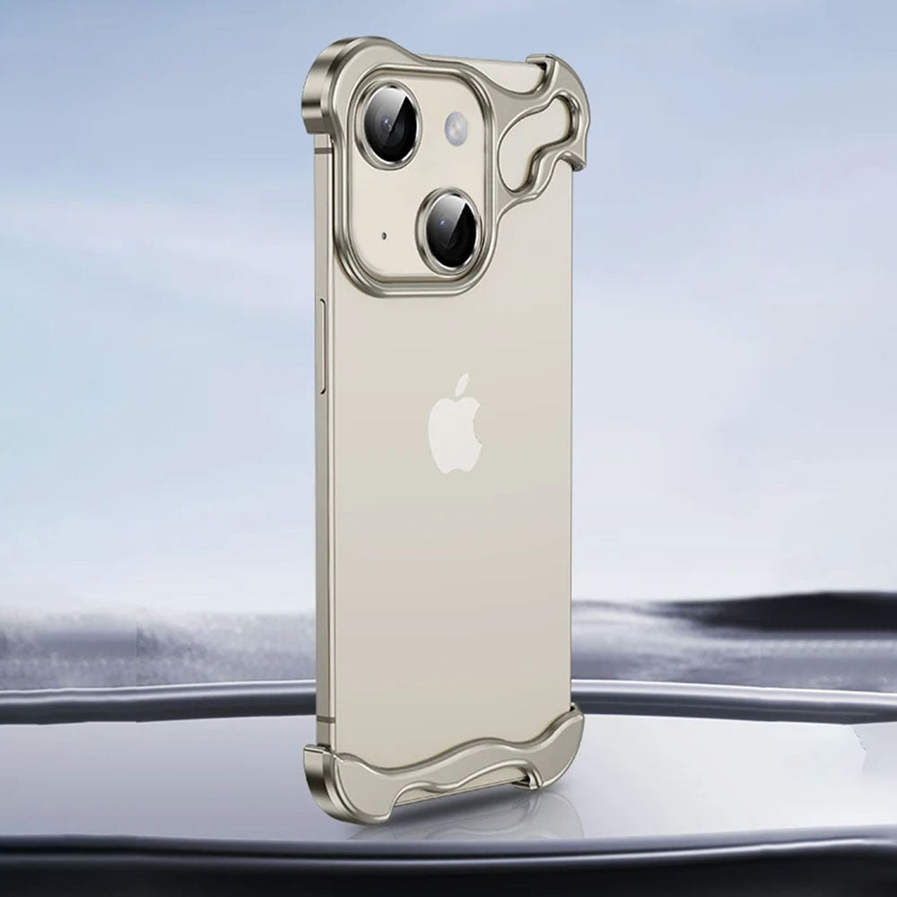 LuxuryKase LK114 Alien Titanium Alloy Corner Pads Bumper Upper And Bottom With Metal Lens Film Protection For iPhone 11 12 13 14 15 Plus Pro Max