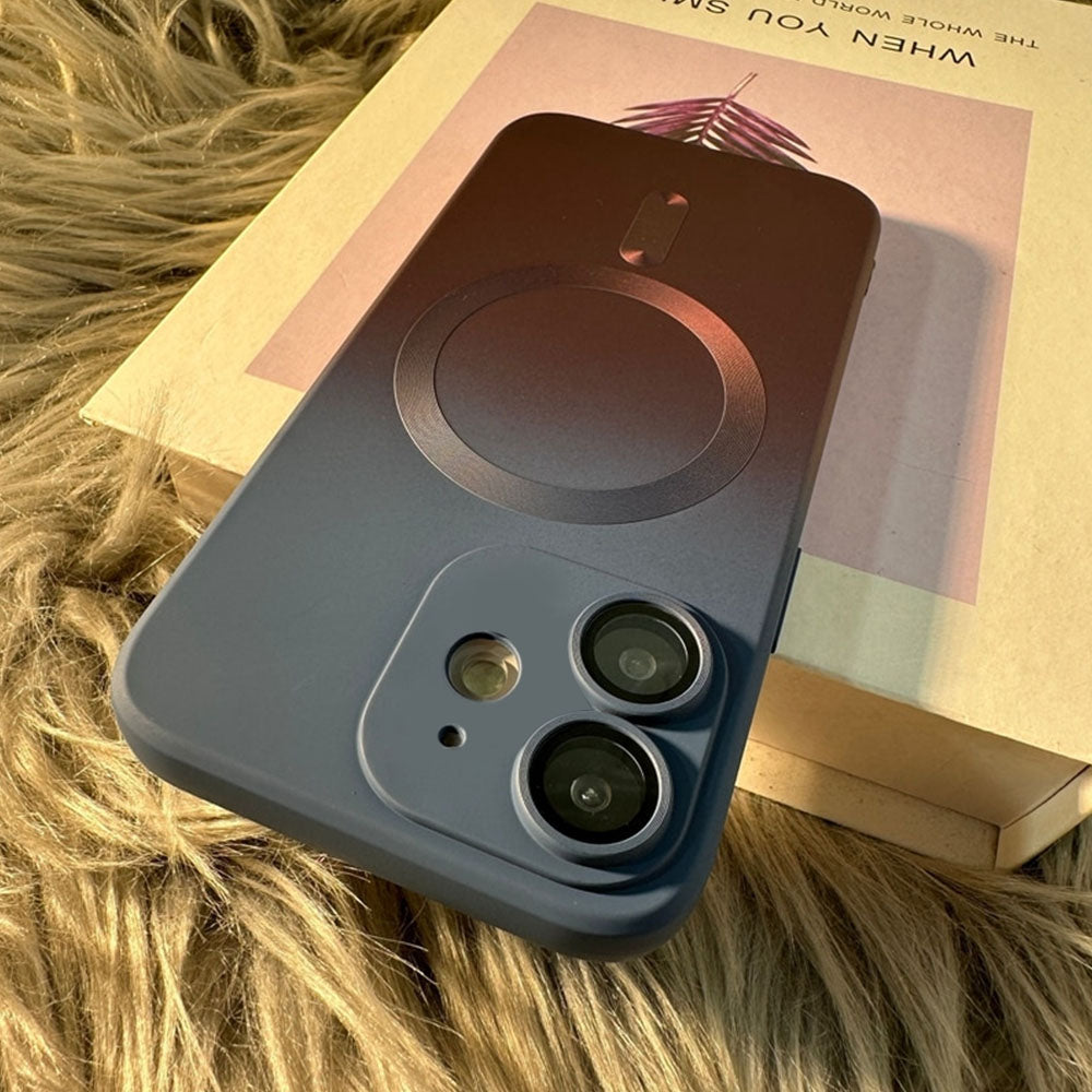 LuxuryKase Gradient Pattern Soft Silicone with Camera Lens Protector, Compatible with Mag-safe, Wireless Charging, and Magnetic Attachments For Iphone