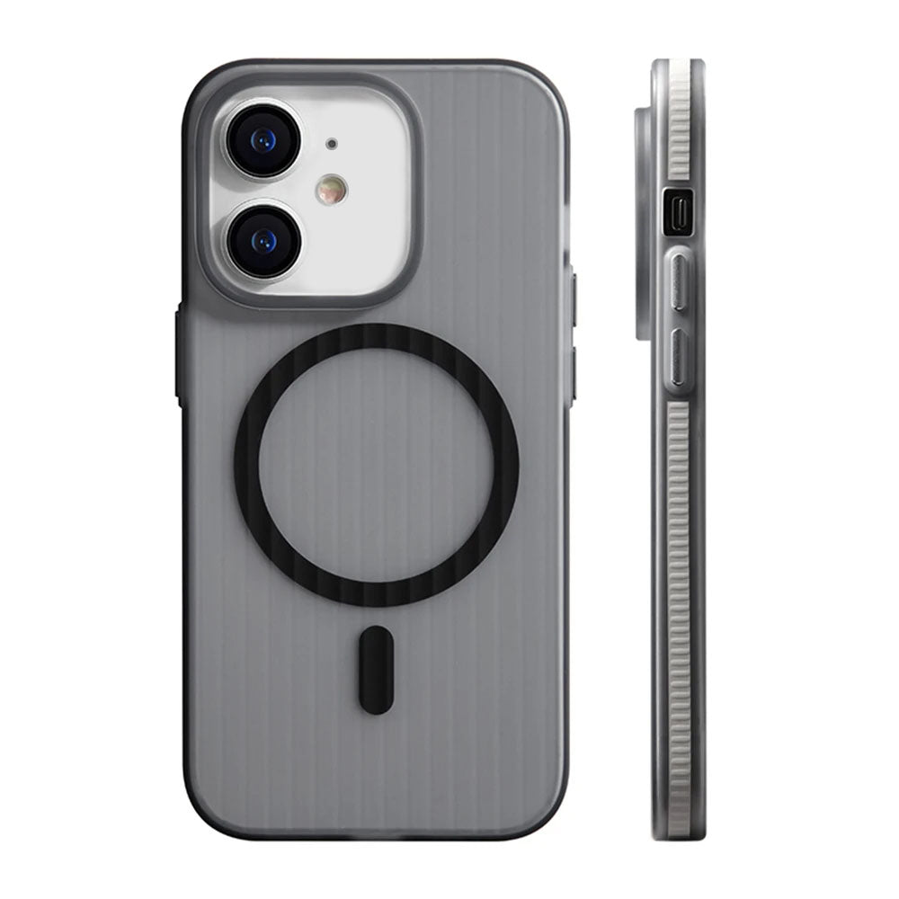 LuxuryKase LK115 Corrugated Pattern Non-slip Hard Bumper Mag-safe Magnetic Wireless Charge Matte Case For iPhone 12 13 14 15 Plus Pro Max