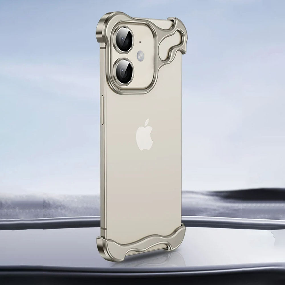 LuxuryKase LK114 Alien Titanium Alloy Corner Pads Bumper Upper And Bottom With Metal Lens Film Protection For iPhone 11 12 13 14 15 Plus Pro Max