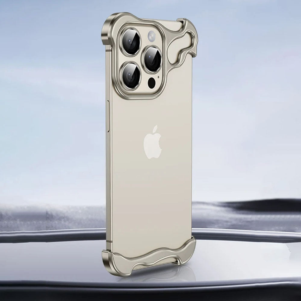 LuxuryKase LK114 Alien Titanium Alloy Corner Pads Bumper Upper And Bottom With Metal Lens Film Protection For iPhone 11 12 13 14 15 Plus Pro Max