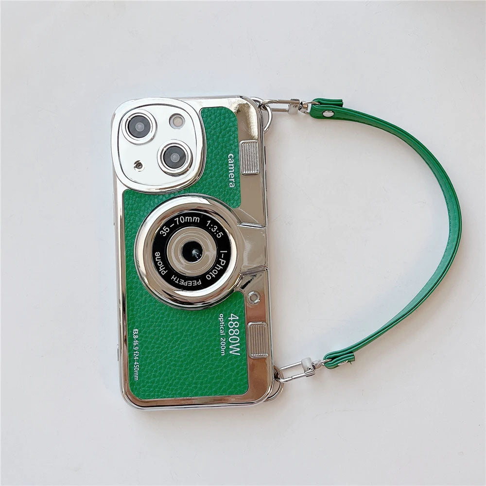 LuxuryKase LK106 3D Japan Korean Leather Pattern Protective Case With Hand Strap Case Cover for iPhone