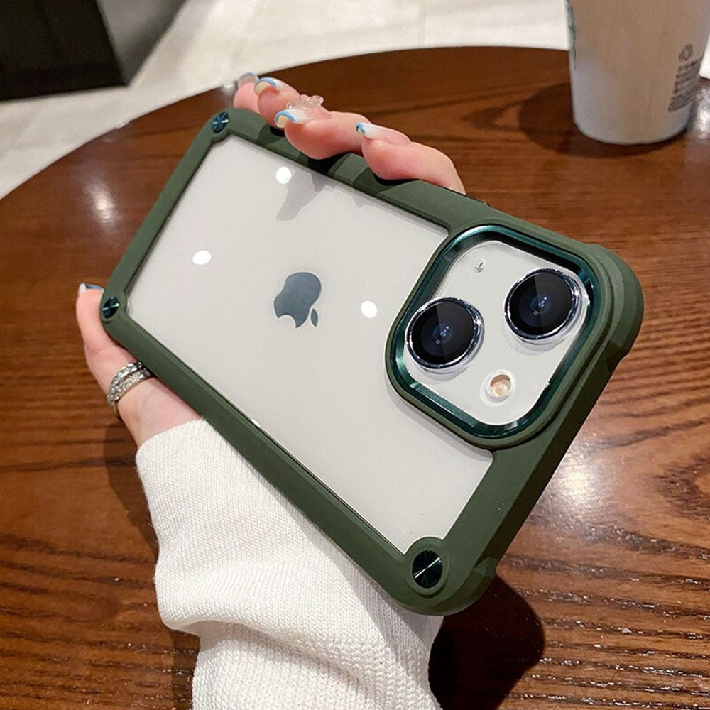 Luxurykase Clear Acrylic Metal Button Hard Case For Iphone