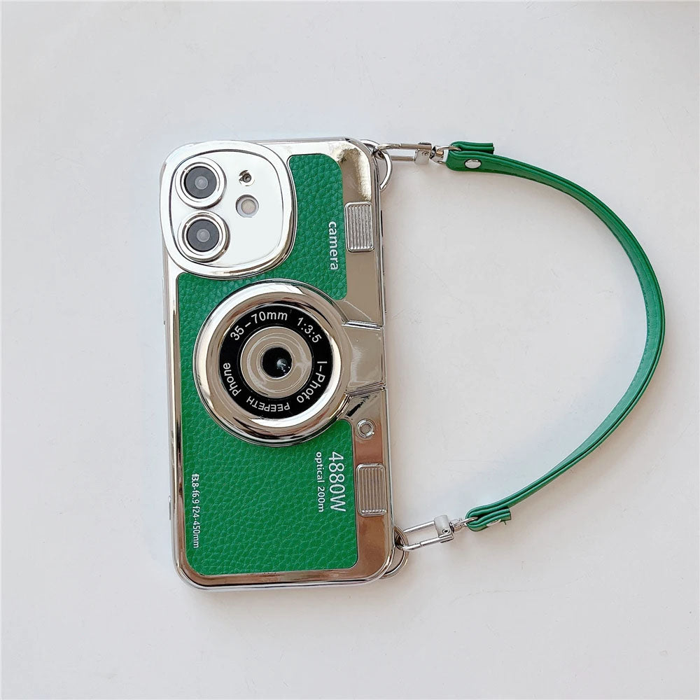 LuxuryKase LK106 3D Japan Korean Leather Pattern Protective Case With Hand Strap Case Cover for iPhone