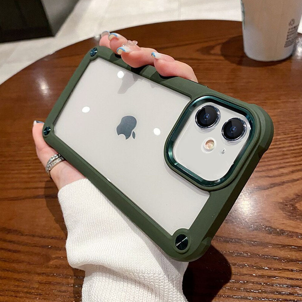 Luxurykase Clear Acrylic Metal Button Hard Case For Iphone