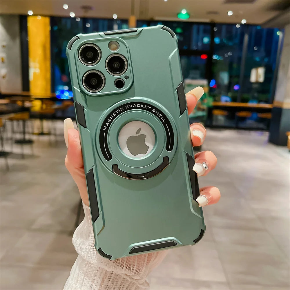 LuxuryKase LK105 Shockproof Magnetic Stand Wireless Charging Mag-Safe Case Cover for iPhone
