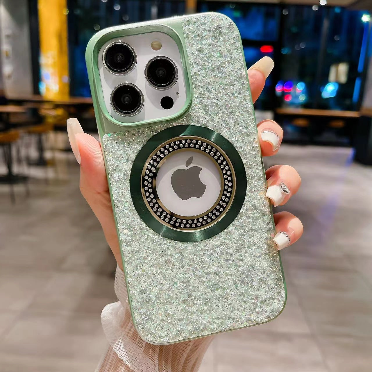 LuxuryKase LK083 Sparkling Powder Mag-Safe Wireless Charging Case for iPhone