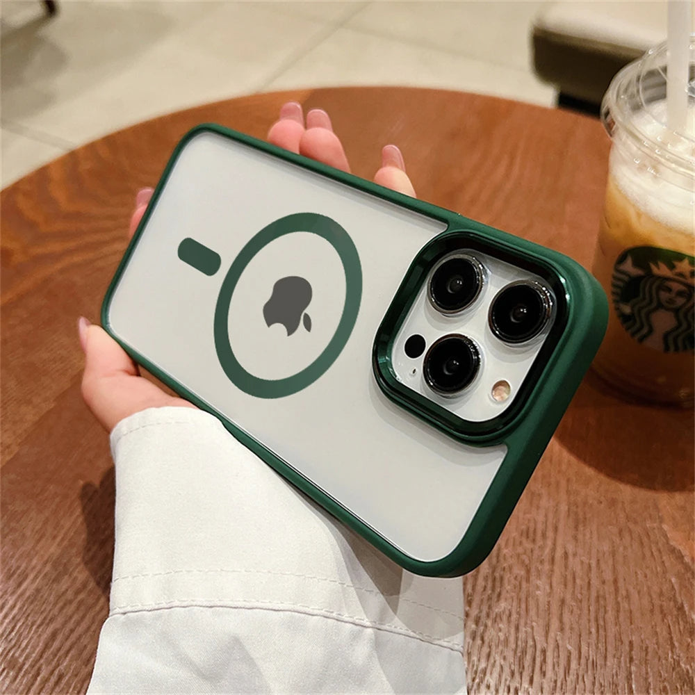 LuxuryKase LK096 Mag-Safe Magnetic Wireless Charging Lens Protector Case Cover for iPhone