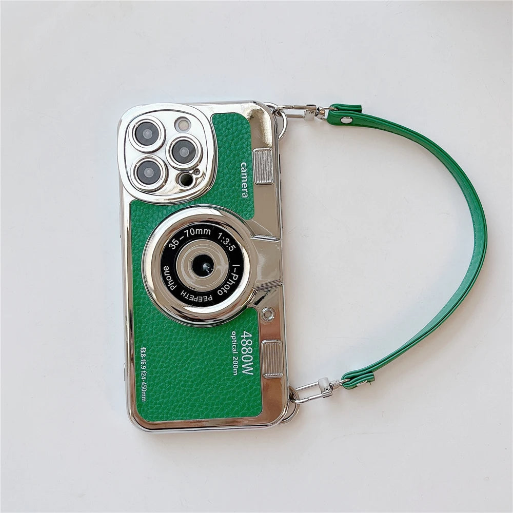LuxuryKase LK106 3D Japan Korean Leather Pattern Protective Case With Hand Strap Case Cover for iPhone