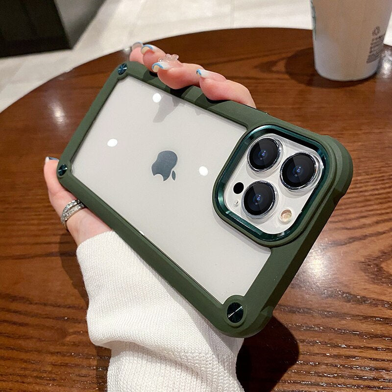 Luxurykase Clear Acrylic Metal Button Hard Case For Iphone