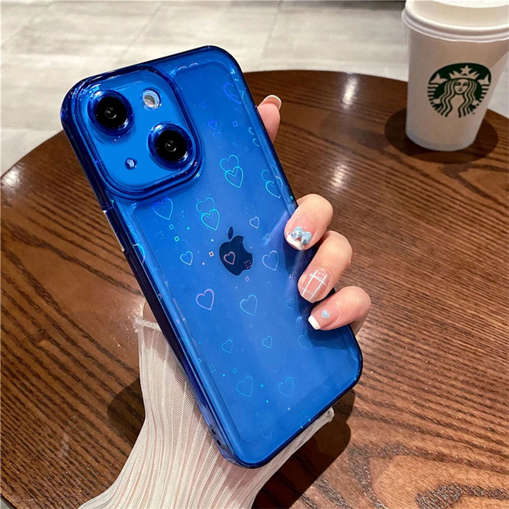 LuxuryKase LK121 3D Laser Glitter Love Heart Transparent Case For iPhone