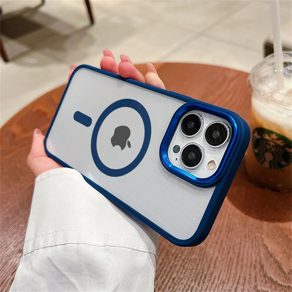 LuxuryKase LK096 Mag-Safe Magnetic Wireless Charging Lens Protector Case Cover for iPhone