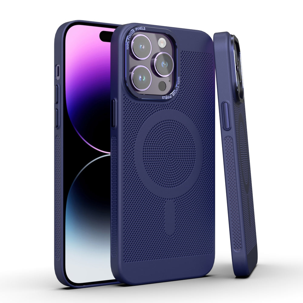 LuxuryKase LuxuryKase Ultra Slim Full Coverage Heat Sink Case with Honeycomb Mesh Effective Heat Dissipation Compatible Mag-Safe For Iphone